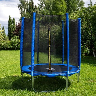 Батут DFC Trampoline Fitness с сеткой 14ft, синий